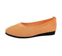 Generisch Ballerines pour femme - Confortables - Slip On - Chaussures antidérapantes - Tricot plat - Chaussures d'été élégantes - Chaussures de danse douces et sportives - 37-42, Orange, 38