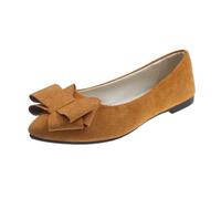 Generisch Ballerines pour femme en daim synthétique avec bout pointu - Chaussures de soirée classiques - Chaussures plates - Couleur unie - Chaussures plates confortables et élégantes, marron, 42 EU