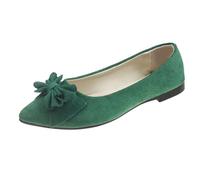 Generisch Ballerines pour femme - Mocassins plats - Bout pointu - Chaussures de loisirs en daim - Chaussures basses à enfiler - Légères - Confortables et élégantes - Avec nœud décoratif, vert, 39 EU