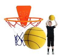Generisch Ballon de basketball silencieux - PU - Dribble silencieux - Avec panier - Mousse silencieuse - Mousse haute densité - Pour l'entraînement et les jeux d'intérieur - 18 cm et 30 cm