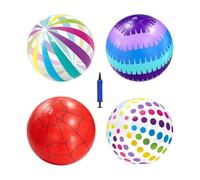 Generisch Ballon de plage gonflable - 4 pièces - Jeu d'été amusant avec pompe à air - Grand ballon de plage - Pour les activités de plein air au parc aquatique, dans le jardin, les anniversaires et