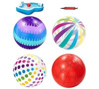 Generisch Ballon de plage gonflable - Lot de 4 d' amusants avec pompe à air - Balles de plage pour la piscine - Parc aquatique, jardin, anniversaire, activités de plein air et