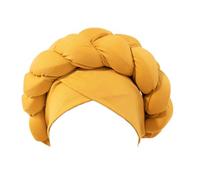 Generisch Bandeau Bonnet turban tressé à motif d'hiver pour femme, turban africain pour femme, couvre-chef pour femmes noires, turban soyeux tressé, costume de sport pour femme, serré, or, taille