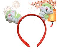 Generisch Bandeau de serpent 2025, bandeau en peluche, bandeau serpent double dessin animé | Couvre-chef en peluche, accessoire de fête pour le Nouvel An chinois pour femmes et filles
