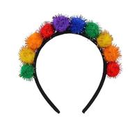 Generisch Bandeaux de fête - Bandeau à pompons arc-en-ciel coloré - Accessoire de cheveux - Accessoire de cheveux - Cosplay - Pour adultes, filles et femmes - Accessoire de fête amusant et vivant