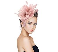 Generisch Bandeaux de sport pour homme et femme - Fascinators - Chapeau à fleurs pour thé - Cocktail - Mariage - Église - Oreilles de lapin, Rose, Taille unique