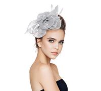 Generisch Bandeaux de sport pour homme et femme - Fascinators - Chapeau à fleurs pour thé - Cocktail - Mariage - Église - Oreilles de lapin, gris, Taille unique