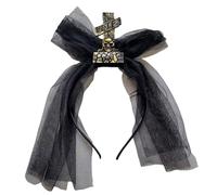 Generisch Bandeaux pour cheveux d'Halloween - Serre-tête vintage en pierre tombale avec voile pour cosplay, horreur d'Halloween, accessoire de costume pour carnaval, bal masqué, cosplay