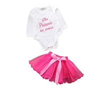 Generisch Barboteuse à manches longues pour fille - Ensemble deux pièces - La princesse est arrivée, Rose, 0-6 mois