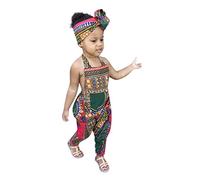 Generisch Barboteuse africaine pour bébé en bas âge sans manches Dashiki fille porte-jarretelles et combinaison jumbi pour bébé bio, multicolore, 9-12 mois