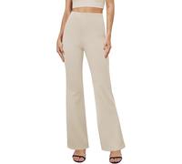 Generisch Barely Bootcut Pantalon de costume pour femme - Pantalon de travail décontracté pour le travail, blanc cassé, L