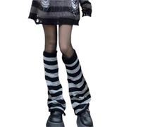 Generisch Bas autofixants en résille noir et fille, chaussettes kawaii en tricot 90, uni, rayées, chauffe-jambes gothiques en crochet noir, gris, taille unique