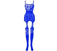 Generisch Bas Creux Femme Serrés Couleur Unie Mode Chaussettes Jarretière Sexy, bleu, A