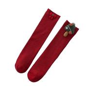 Generisch Bas Hommes Hiver Chaud Noël Noeud Rouge Solide Bell Stockings Enfants Mid Tube Bas Autofixants Aspect Résille, e, taille unique