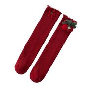Generisch Bas Hommes Hiver Chaud Noël Noeud Rouge Solide Bell Stockings Enfants Mid Tube Bas Autofixants Aspect Résille, c, taille unique