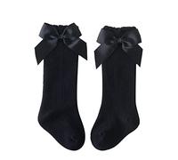Generisch Bas mi-mollets longueur chaussette solide fille enfants chaussettes tout-petit genou bébé soin bébé, Noir , 6-18 mois