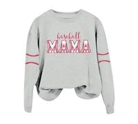 Generisch Baseball Mom Shirts pour femmes Pull à manches longues Raglan Tops Sweatshirt décontracté Col rond Sweat à capuche partenaire, Gris clair., M
