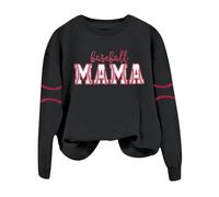 Generisch Baseball Mom Shirts pour femmes Pull à manches longues Raglan Tops Sweatshirt décontracté Col rond Sweat à capuche partenaire, Noir , XXL
