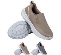Generisch Baskets à enfiler pour homme - Sans lacets - Respirantes - Décontractées - Antidérapantes - Larges - Chaussures d'extérieur, kaki, 45 EU