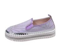 Generisch Baskets à paillettes pour femme - Chaussures plates à paillettes - Chaussures de sport - Chaussures de loisirs - Chaussures basses à enfiler - Pour le quotidien - Semelle compensée brillante