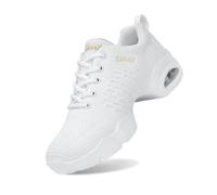 Generisch Baskets de sport pour femme - Chaussures de sport pour femme - Chaussures d'entraînement de danse sportive avec lacets - Coussinets d'air - Chaussures de fitness pour femme, Blanc., 43 EU