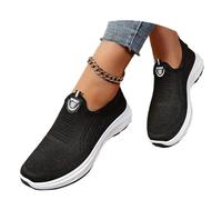 Generisch Baskets en tissu pour femme avec talon compensé - Chaussures de loisirs confortables pour le sport et le quotidien - Chaussures de course respirantes à enfiler, Noir , 40 EU