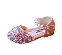 Generisch Baskets pour bébé - Avec nœud en cristal et perles - Pour bébé - Paillettes, Rose, 32.5 EU
