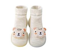 Generisch Baskets pour bébé pour nouveau-nés, garçons et filles - Premiers pas avec jolis motifs de dessin animé, chaussettes antidérapantes, gris, 22 EU
