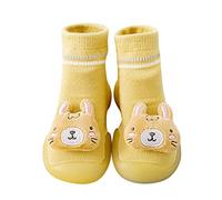 Generisch Baskets pour bébé pour nouveau-nés, garçons et filles - Premiers pas avec jolis motifs de dessin animé, chaussettes antidérapantes, jaune, 26 EU