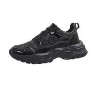 Generisch Baskets pour femme 2026 - À paillettes - Chaussures d'entraînement - Chaussures de marche - Chaussures de loisirs - Respirantes - Chaussures de course à lacets, Noir , 39 EU