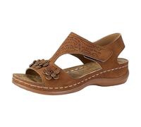 Generisch Baskets pour femme Europe et États-Unis 2024 nouvelle pente d'été avec sandales femmes mode d'été cuir fleur pantoufles ouvertes extérieur plage pantoufles, marron, 41 EU