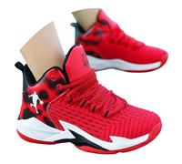 Generisch Baskets pour garçon - Légères et respirantes - En maille - Chaussures de basket-ball sportives - Confortables - Design durable, rouge, 39 EU