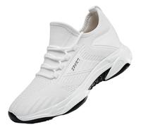 Generisch Baskets pour homme - Grandes tailles - Tendance - Couleur unie - Respirantes - En maille - Décontractées - Légères - Sportives, Blanc., 38 EU XX-Étroit