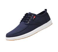 Generisch Baskets pour homme - Noir - Chaussures de sport plates antidérapantes - Respirantes - Oxford - Chaussures légères pour homme - Chaussures de loisirs urbaines en toile - Chaussures pour homme