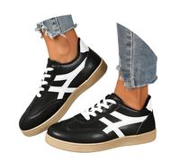 Generisch Baskets rondes à lacets tendance pour une marche confortable - Chaussures de sport légères et respirantes de style femme - Combinables de manière polyvalente, Noir , 41 EU