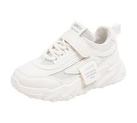 Generisch Baskets tendance pour chaussures de loisirs confortables avec profil plat, fond épais, dessus en maille antidérapante, laçage respirant, boucles à crochet, Blanc., 33.5 EU
