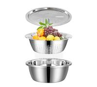 Generisch Bassin en acier inoxydable avec grattoir, panier de drainage pour légumes et bac de drainage pour mixer et servir