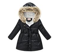 Generisch Bébé 62 Garçon Chaud avec Manteau Coupe-Vent Outwear Veste Vêtements Chaud Femme Hiver, Noir , 10-11 ans