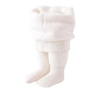 Generisch Bébé Fille Polaire Serrée Enfant Bas Épais Leggings Tricoté Pied Serré Fille Chaud Hiver Collants avec Nœud, Blanc., XL