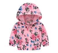 Generisch Bébé Garçon Dessin animé Dinosaure Arc-en-ciel Fermeture éclair Veste avec trench Manteaux légers pour enfants Coupe-vent Vêtements d'extérieur décontractés Doudoune pour femme, Rose, 2-3