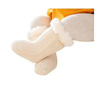 Generisch Bébé Garçon Fille Solide Ankle Crew Chaussettes avec Poignées Enfant Unisexe Doublure Polaire Chaude Chaussettes en Coton Épais, beige, 0-6 mois