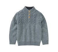 Generisch Bébé tout-petit fille enfant garçon patchwork pull veste chaude coton tricot fermeture à boutons manteau d'extérieur hauts sweat à capuche 146 garçon, gris, 2-3 ans