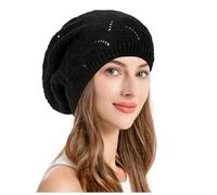 Generisch Béret basque doux et aéré en tricot avec découpe, léger, décontracté, bonnet crocheté pour femme