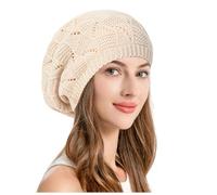 Generisch Béret basque doux et aéré en tricot avec découpe, léger, décontracté, bonnet crocheté pour femme