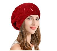 Generisch Béret basque doux et aéré en tricot avec découpe, léger, décontracté, bonnet crocheté pour femme