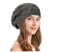 Generisch Béret basque doux et aéré en tricot avec découpe, léger, décontracté, bonnet crocheté pour femme