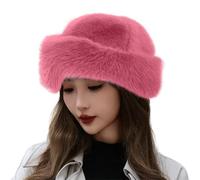Generisch Béret basque pour femme bleu clair épais et chaud, bonnet synthétique mongol luxueux polyvalent nouveau bonnet d'hiver pour femmes et filles, Rose, taille unique