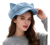 Generisch Béret basque pour femme - Chaud - En cachemire - Moelleux et doux - En polaire - Tendance - Polyvalent - Avec bord en polyuréthane - Style vintage - Pour les voyages en plein air, O bleu