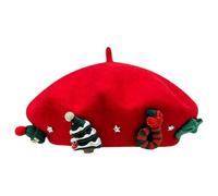 Generisch Béret de Noël | Bonnet festif d'hiver chaud pour femme avec nœud | pour femmes, adolescentes, étudiantes, petite amie, photographie, vie quotidienne, voyage