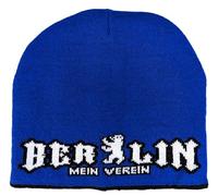 Generisch Berlin Bonnet réversible Motif courbe orientale, bleu, blanc, noir, gris, 59